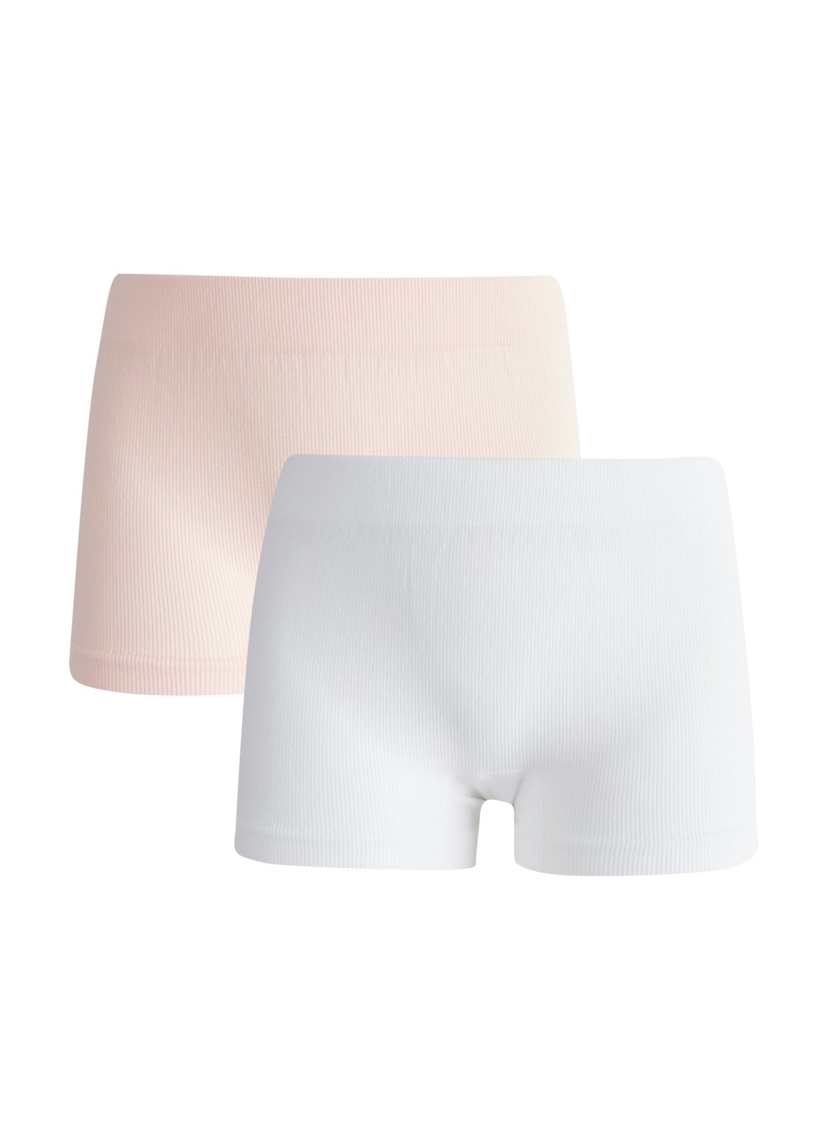 White & Pink Seamfree Ribbed Short Briefs 2 Pack 10-12 years - Image 1 thumbnail